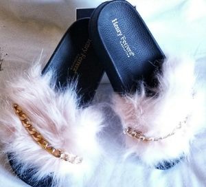 👠 Henry Ferrera fur chain slides👠